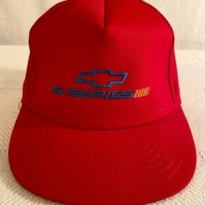 VINTAGE 80s S Series Chevrolet Snapback Hat P Cap Red Neon Embroidered Logo EUC.